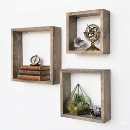 Hanah Home R-Raf349 Conjunto de 3 Estantes de Madera Maciza